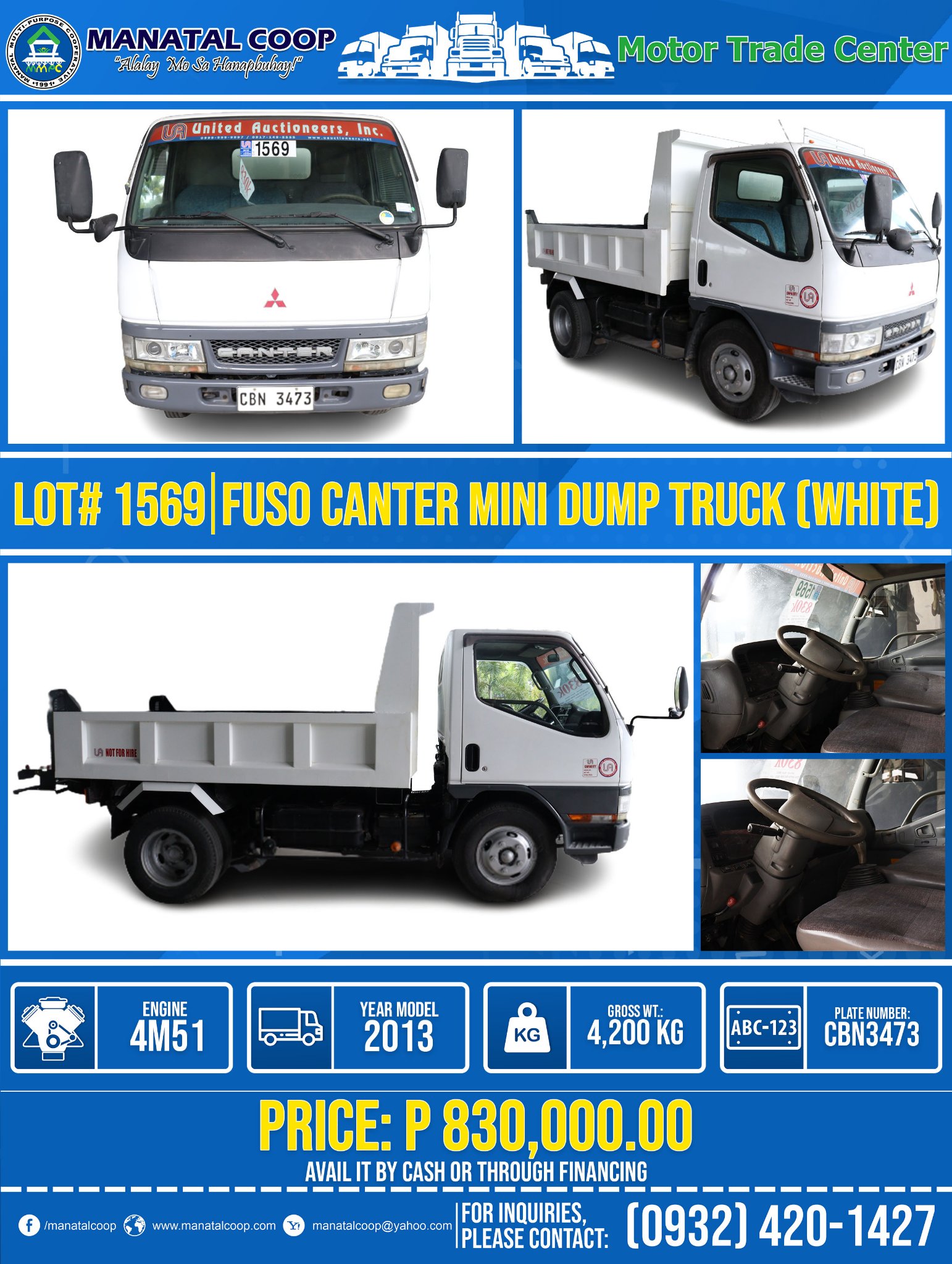 Lot# 1569 Fuso Canter Mini Dump Truck - White